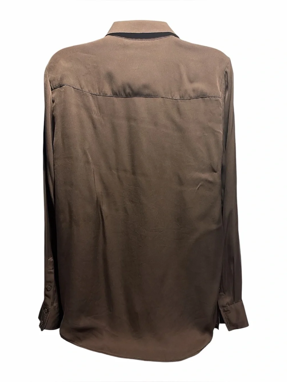 Quince Washable Stretch Silk Blouse Brown Size Large - Picture 4 of 5